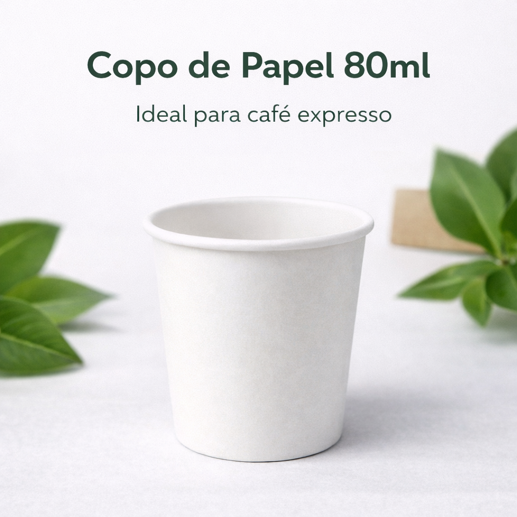 Copo de Papel 80ml Branco Descartável para Café Caixa com 2000 Unidades | Biocopo