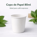 Copo de Papel 80ml Branco Descartável para Café Caixa com 2000 Unidades | Biocopo