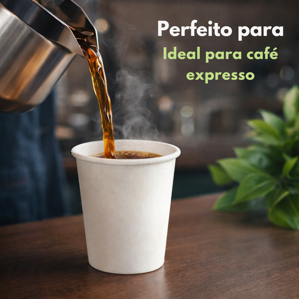 Copo de Papel 80ml Branco Descartável para Café Caixa com 2000 Unidades | Biocopo